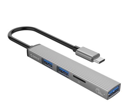Hub USB Orico USB-C - 3x USB-A, czytnik Kart AH-12F-GY-BP